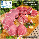 Beef Tenderloin frozen Australia (A) BUDGET steak cuts 2" 5cm price for 2pcs 600gr (eye fillet mignon daging sapi has dalam) brand NOLAN / McPHEE / CAG